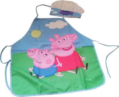 Produktbild von Kinderschürze Motiv Peppa Pig "Peppas Welt"  | mit Kochmütze
