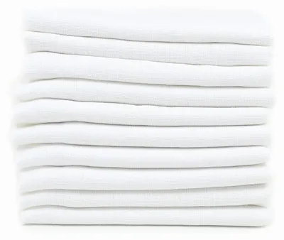 Image de Lot de 10 lingettes en mousseline pour bébés, dimensions 70 x 70 cm