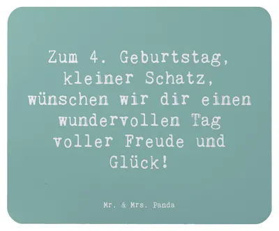 Produktbild von Mr. & Mrs. Panda Mauspad Spruch 4. Geburtstag - Meeresbrise - Geschenk, Alter, Geburtstagskind, Mousepad, Geburtstagswunsch, Erinnerung, laptop, Freude, Mouse Pad