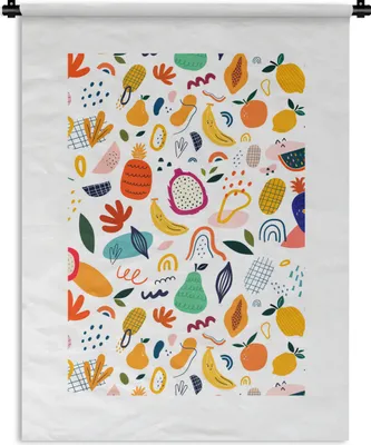 Produktbild von MuchoWow® Wandteppich Wandbehang Obst - Lebensmittel - Ananas - Birne 150x200 cm Tapisserie Dekoration Wandtuch - Wandaufhängung - Moderner