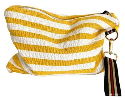 Immagine prodotto di Omgoods - Borsa da trucco grande a righe - Pochette da toilette in tela per donne e viaggi