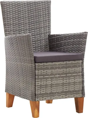 Immagine prodotto di Sedie da Giardino 2 pz con Cuscini in Polyrattan Grigio