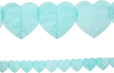 Produktbild von Papier Girlande hellblaue Herzen 6m