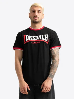 Produktbild von Herren T-Shirt normale Passform GAYDON Black/White/Dark Red L Lonsdale