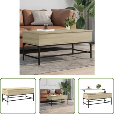 Produktbild von The Living Store Couchtisch Sonoma-Eiche 100x50x45 cm Holzwerkstoff und Metall