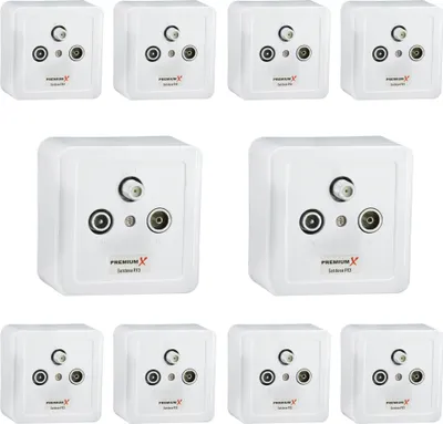 Produktbild von PremiumX 10X PX3 Antennendose 3-Fach Enddose Antennen-Dose Einzel und Stichleitungsdose Aufputz Unterputz SAT-TV-RADIO HD Multimediadose