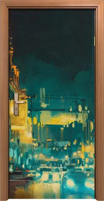 Produktbild von Türposter 90x200 cm Türaufkleber Türtapete Türfolie Klebefolie bunte Licht der Stadt mit Gebäuden