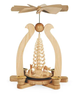Obrázok produktu pre Stolová pyramída Stolová pyramída s vyrezávaným jeleňom 1-poschodová prírodná (DxŠxV):22x15x29cm NOVINKA