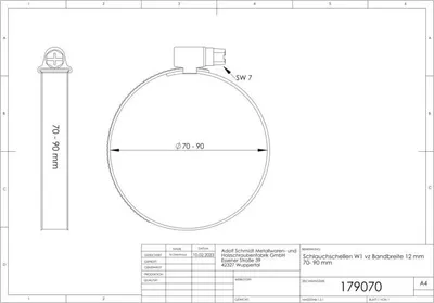 Produktbild von Universal W1 Schlauchschelle 179070 70 - 90mm