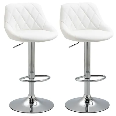 Immagine prodotto di Set 2 Sgabelli da Bar 51,5x48x83-104 cm in Pelle finta Bianchi