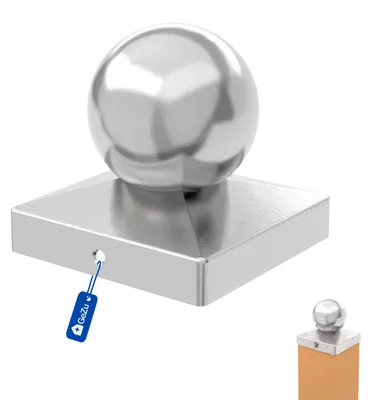 Produktbild von Pfostenkappe Kugel Edelstahl 91 x 91 mm Zaunkappe Pfostenabdeckung Schutzkappe