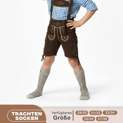 Produktbild von Kinder Trachtensocken Trachten Kindersocken Umschlag mit Edelweiss meliert, Größe:35/36