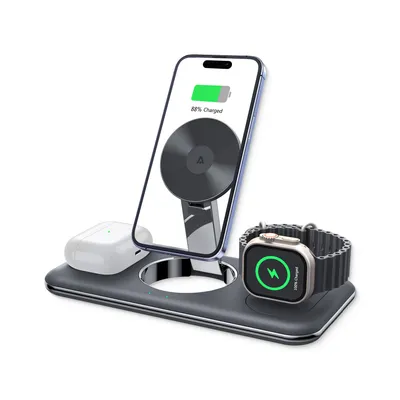 Produktbild von alkaya Trifector 3 in 1 Wireless Ladestation Handy für Apple Watch schwarz