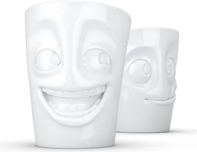 Produktbild von Fiftyeight Becher Set Nr. 3 witzig + lecker  350 ml OHNE HENKEL weiß