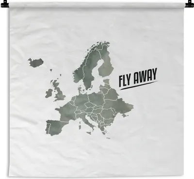 Produktbild von MuchoWow® Wandteppich Wandbehang Karte - Europa - Aquarell - Briefe 150x150 cm Tapisserie Dekoration Wandtuch - Wohnaccessoires - Modernes