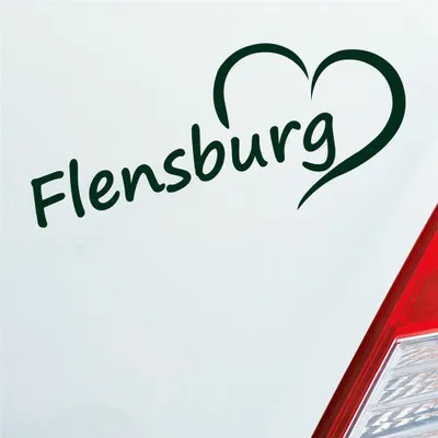 Produktbild von Auto Aufkleber Flensburg Herz Stadt City Liebe Love 18,5x8 cm Dunkelgrün Sticker Heckscheibenaufkleber