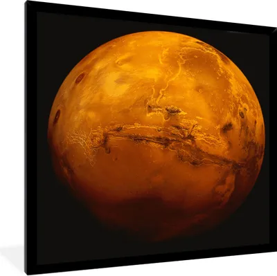 Produktbild von MuchoWow® Gerahmtes Poster Der rote Planet Mars an einem dunklen Himmel 40x40 cm - Poster mit Schwarzem Bilderrahmen Wandposter Rahmen Foto Bilder - Mit Rahmen - Wanddekoration Schlafzimmer
