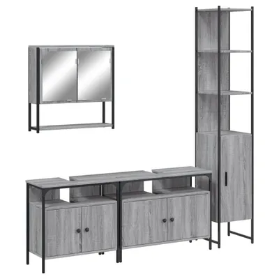 Immagine prodotto di vidaXL Set di mobili da bagno 4 pezzi in legno grigio Sonoma