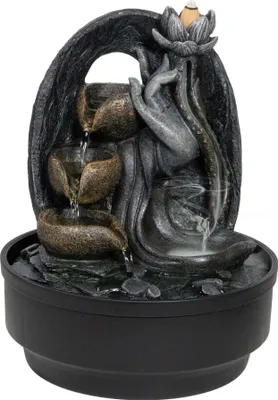 Produktbild von 2 in 1 Tischbrunnen Lotus, Zimmerbrunnen und Räucherbrunnen vereint