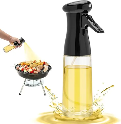Produktbild von Olivenöl-Sprüher zum Kochen – 200 ml Ölspenderflasche aus Glas, Sprühzerstäuber – nachfüllbare Öl-Essig-Sprühflaschen in Lebensmittelqualität für Küche, Heißluftfritteuse, Salat, Backen