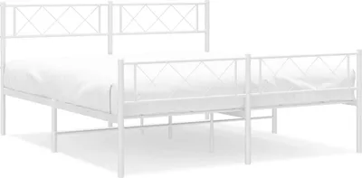 Produktbild von vidaXL Bettgestell mit Kopf- und Fußteil Metall Weiß 150x200 cm