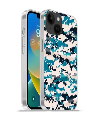 Produktbild von MuchoWow® Handyhülle Schutzhülle Hülle für Apple iPhone 14 - Softcase Blaues und weißes Camouflage-Muster Silikon Softcase Handy Hülle - Mobiltelefonhülle