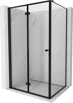 Produktbild von Mexen Mist-F T Faltduschkabine links 80 x 110 cm, schwarzer Rahmen, schwarz - 8A6T-080-110-70-70-L
