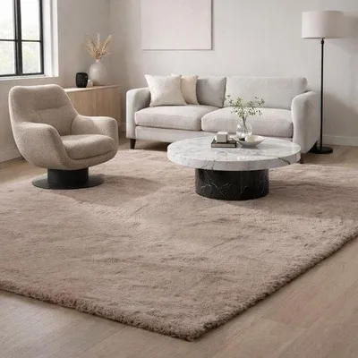 Immagine prodotto di Tappeto Shaggy in polipropilene, alta densità, colore taupe, 160 x 230 cm, pelo da 30 mm, forma rettangolare