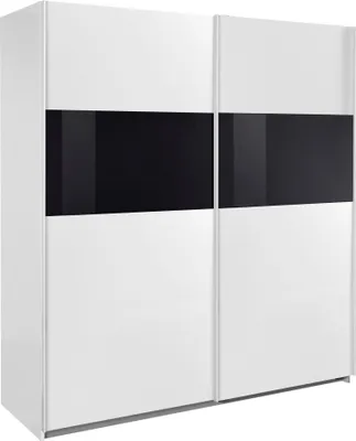Produktbild von Schwebetürenschrank Bramfeld Kleiderschrank Ausfürung wählbar,weiß / Schwarzglas,180x64x198cm