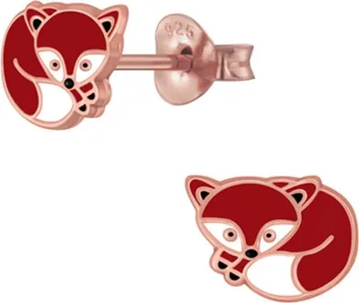 Produktbild von Kinderohrstecker: Mädchen Ohrringe Silber „Fuchs“ Rose Gold