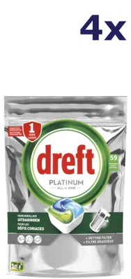 Produktbild von 4x Dreft Platinum Allin1 – 59 Tabs, 879 g, Original-Geschirrspültabs