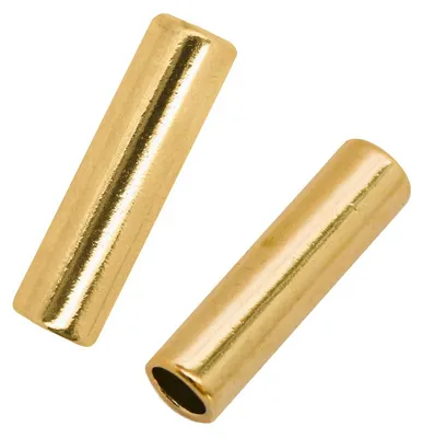 Produktbild von 10 Kordelenden Metall Endstück 7,7x27mm für 5mm Kordel, Farbwahl - Schnur rund, Farbe:gold