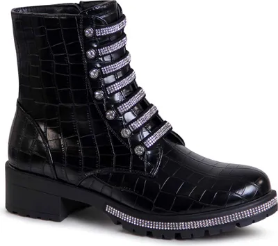 Produktbild von topschuhe24 1904 Damen Stiefeletten Worker Biker Boots Glitzer, Farbe:Black Animal, Größe:37 EU