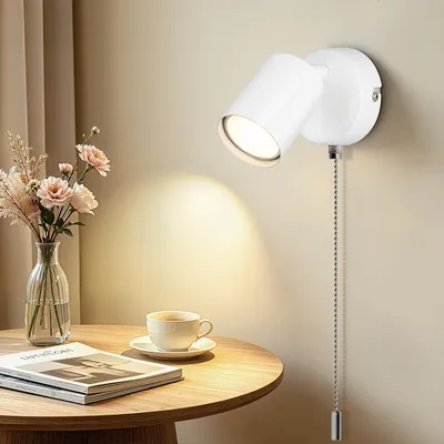 Obrázek produktu pro Nástěnná lampa do interiéru, patice GU10, s vypínačem, bílá, otočná o 350°