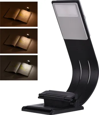 Produktbild von Wiederaufladbare Leselampe Lesezeichen LED-Licht Augenschutz 3 Farbtemperatur Stufenloses Dimmen mit Magnetclip zum Lesen im Bett
