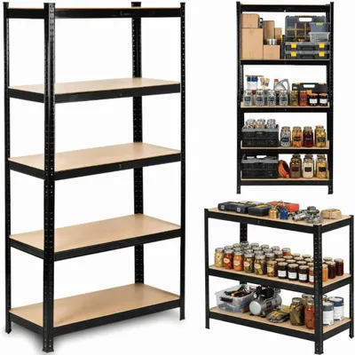 Zdjęcie produktu dla Regał metalowy magazynowy piwnica garaż 180x90x40cm 875 kg 3W1 5 półek FUNFIT