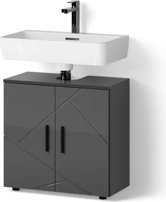 Image de Meuble sous vasque simple Livinity Ronco Anthracite Haute brillance 60x59cm, Model 52567