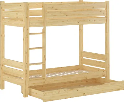 Produktbild von Etagenbett Kiefer natur 80x190 Zubehör wählbar Stockbett Hochbett teilbar V-60.16-08-190T100Rollrost und Bettkasten inkl.