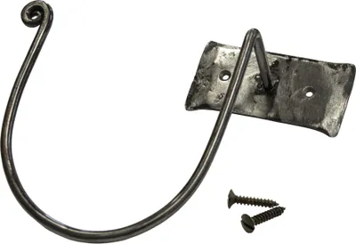 Rustikaler Handtuchhalter aus Schmiedeeisen, handgeschmiedet mit dekorativer Schnecke.