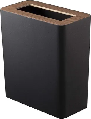 Image de Poubelle rectangulaire de 10 litres, noire, 28 x 15 x 30 cm
