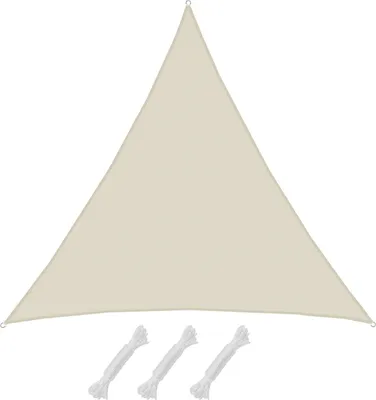 Produktbild von Amanka Sonnensegel Dreieck 7x7x7 m Beige Polyester UPF50+ Wasserabweisend für Garten, inkl. 3 D-Ringe, 3 PE-Seile und für Wand- & Segelmastmontage.