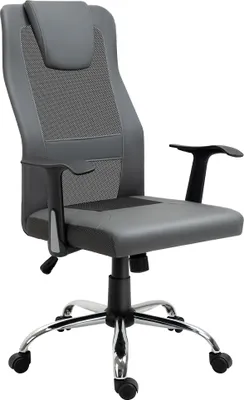 Produktbild von Vinsetto Bürostuhl Drehstuhl höhenverstellbar Chefsessel Schreibtischstuhl ergonomisch Kunstleder Grau 66 x 73 x 108-118 cm