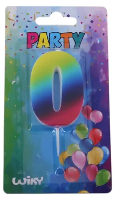Produktbild von Partykerze Zahl 0 Regenbogen
