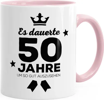 Produktbild von Geschenk-Tasse Geburtstag Volljährig Es dauerte Jahre um so gut auszusehen 18 20 25 30 40 50 60 70 75 80 Jahre Kaffeetasse Teetasse MoonWorks® 50 rosa unisize