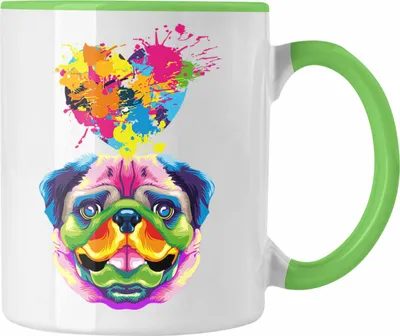 Produktbild von Trendation - Mops Herz Farbe Besitzer Tasse Geschenk Lustiger Spruch Geschenkidee Mops Liebhaber (Grün)