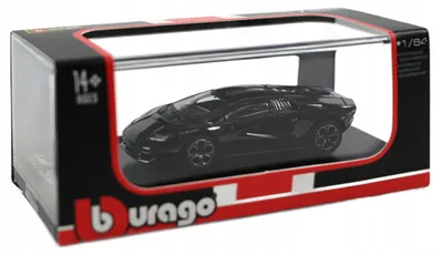 Produktbild von Bburago Lamborghini Countach LPI 800-4 Schwarz 1:64 Premium Modellauto in Vitrine