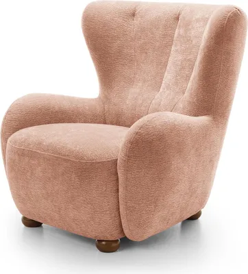 Zdjęcie produktu dla FURNLUX Fotel Ciro jasnoróżowo-brązowy 88 cm / Kolor główny: różowy / Wymiary: 88 x 91 x 100 cm