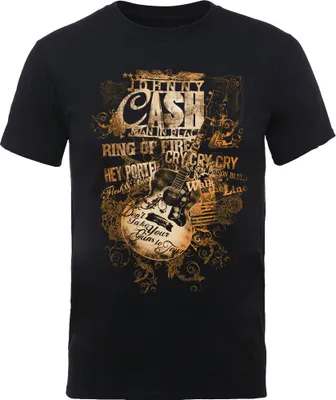 Produktbild von Johnny Cash Guitar Song Titles Black S T-Shirt
