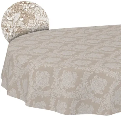 Zdjęcie produktu dla Owalne obrusy o wymiarach 180 x 140 cm w kolorze beżowym w stylu barokowym