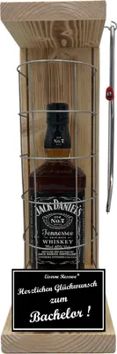 Produktbild von Jack Daniels - Herzlichen Glückwunsch zum Bachelor - Eiserne Reserve Gitterkäfig Geschenk zum Bachelor